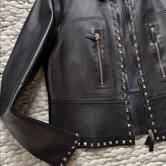 Valentino Black Studded Leather Jacket - Picture 4 of 8
